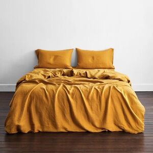 Bed Threads “Turmeric” 100% French Flax Linen Duvet Cover, full/queen